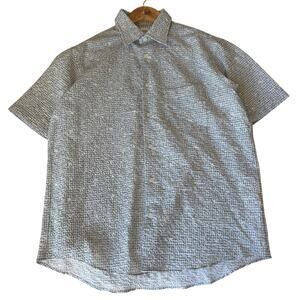 Takeo Kikuchi Mens Seersucker Checked Shirt Size 2/M Light Gray Short Sleeve